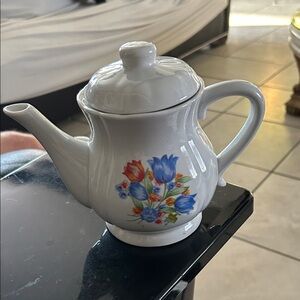 Floral White Ceramic Teapot